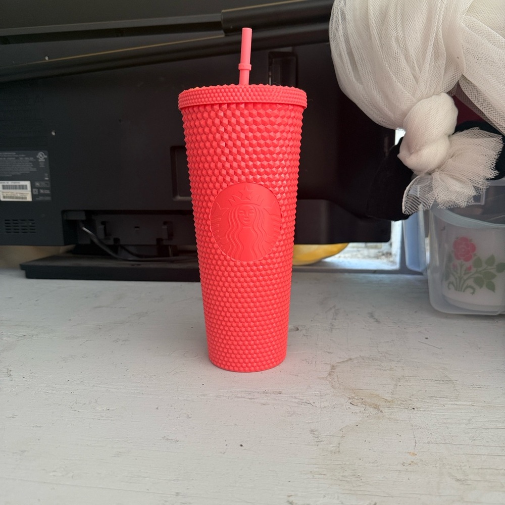 Starbucks Coral Textured Tumbler with Straw